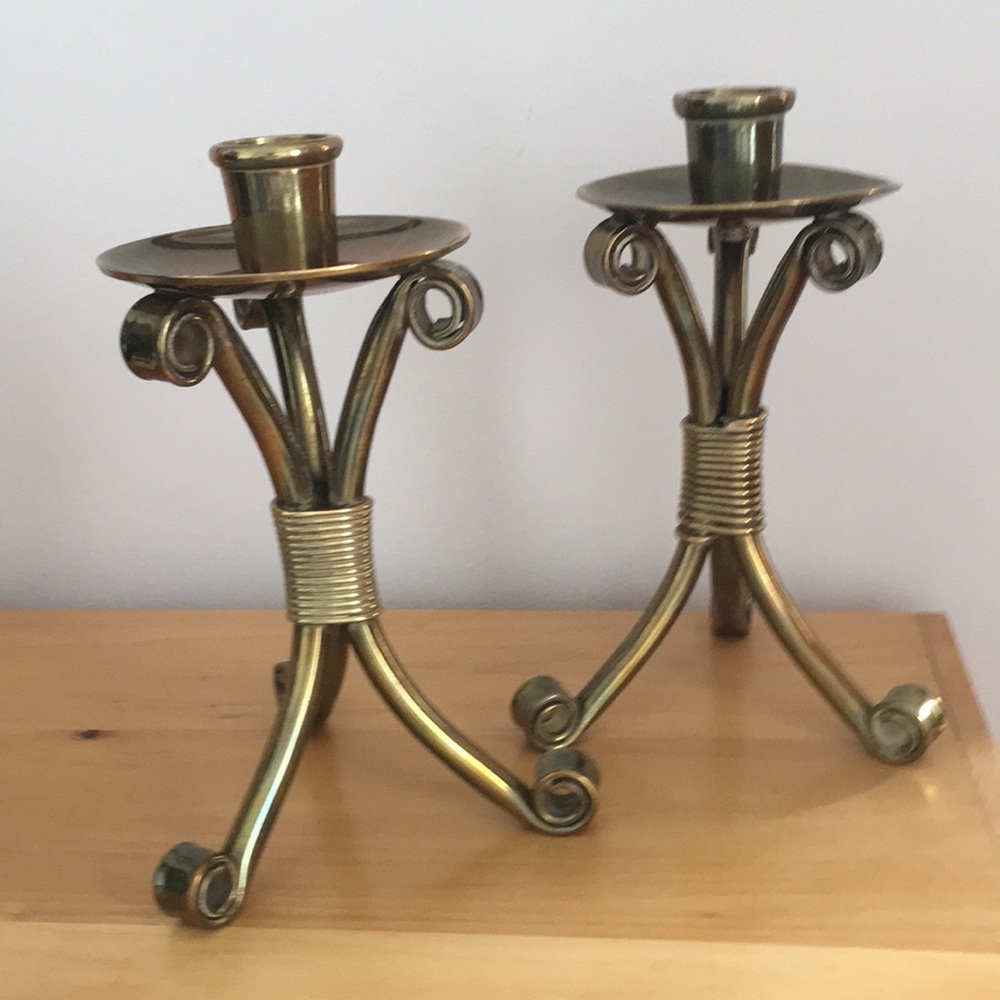 Pair of Decorative Brass Candlesticks